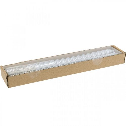 Floristik24 Bougies coniques bougies torsadées bougies spirales argent 24cm 2pcs