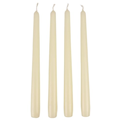 Article Bougies coniques, bougies bâtons, blanc ivoire, 250/23 mm, 12 pièces