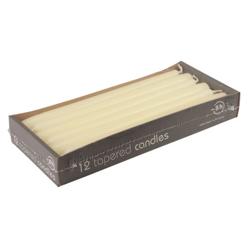 Floristik24 Bougies coniques, bougies bâtons, blanc ivoire, 250/23 mm, 12 pièces
