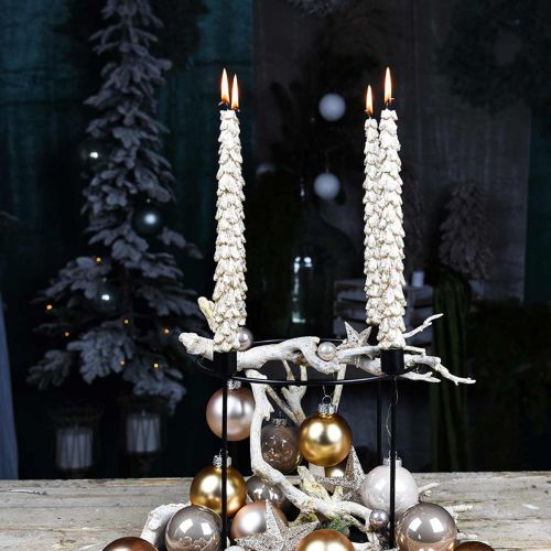 Floristik24 Bougies coniques sapin doré métallisé 30mm × 260mm 2pcs