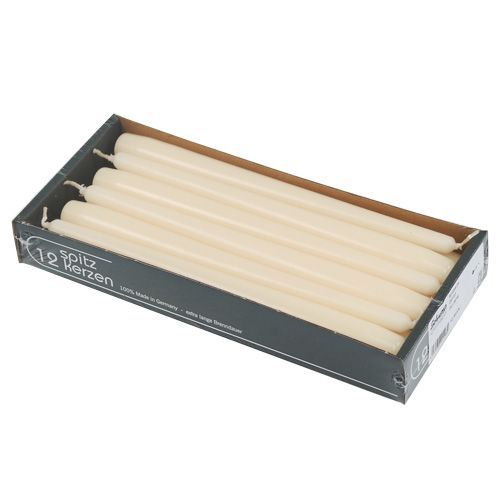 Floristik24 Bougies coniques 250/23 crème 12pcs.