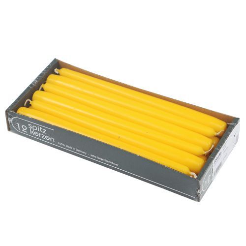 Article Bougies coniques 250/23 jaunes 12 pcs