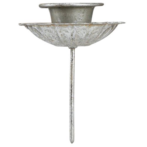 Article Bougeoir aspect antique à piquer Couleur argent Ø8,5cm 4pcs
