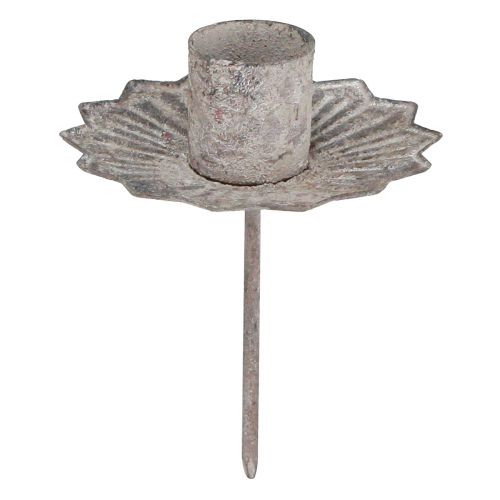 Bougeoir à piquer pour chandelle Gris antique 7×8,5cm 4pcs