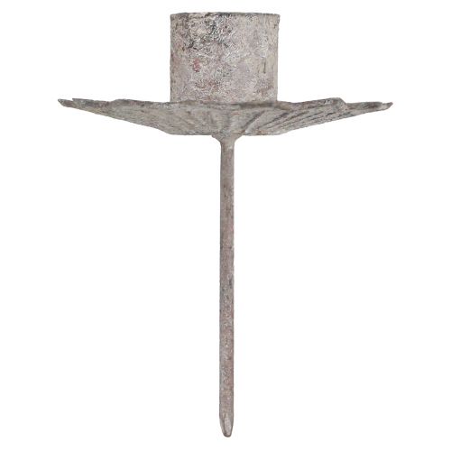 Article Bougeoir à piquer pour chandelle Gris antique 7×8,5cm 4pcs