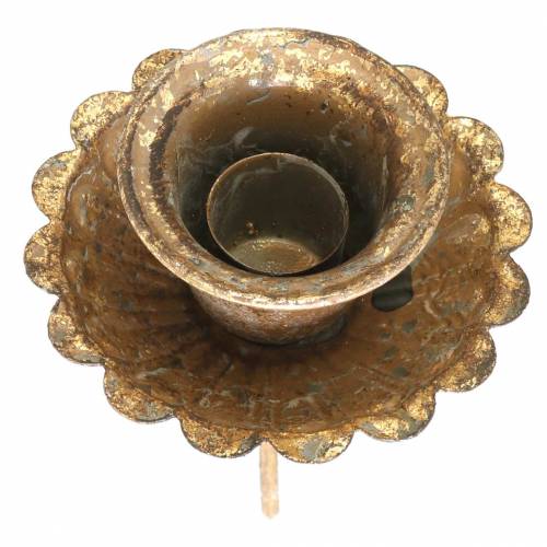 Floristik24 Bougeoir conique à coller style antique doré Ø8,5cm 4pcs