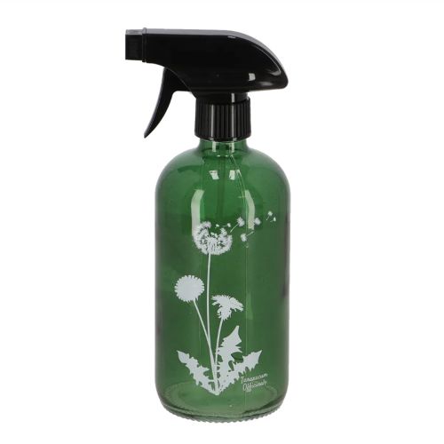 Vaporisateur en verre vert pour plantes, motif floral blanc, 21 cm | Floristik24.fr