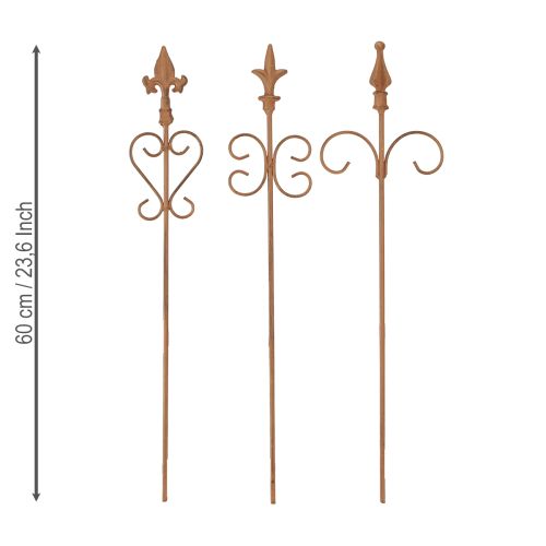 Floristik24 Décoration de jardin vintage Piques déco rouille 58cm 3pcs