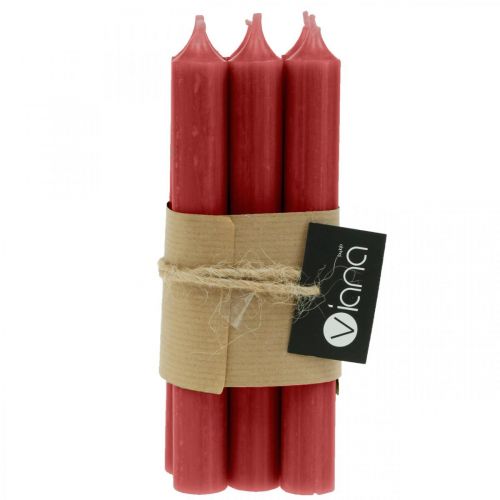 Article Bougie conique rouge bougies de couleur unie rouge rubis 180mm/Ø21mm 6pcs