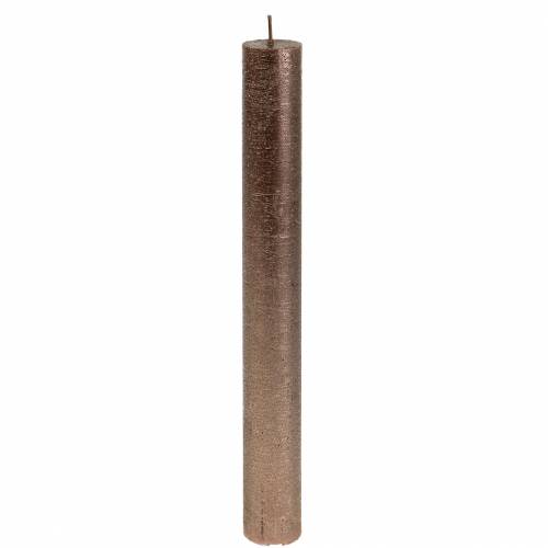 Bougies coniques couleur unie cuivre métallisé 34mm×240mm 4 pcs