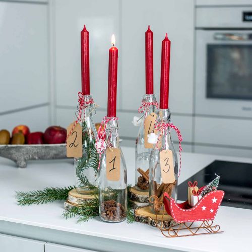 Article Bougie conique rouge bougies de couleur unie rouge rubis 180mm/Ø21mm 6pcs