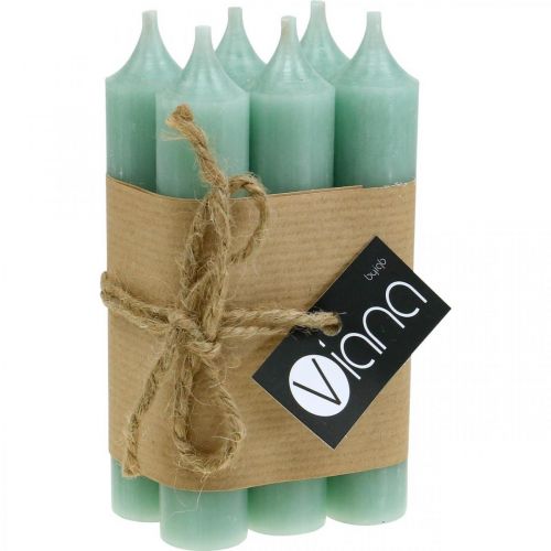 Floristik24 Bougies coniques bougies courtes vert jade pour boucle Ø21/110mm 6 pcs