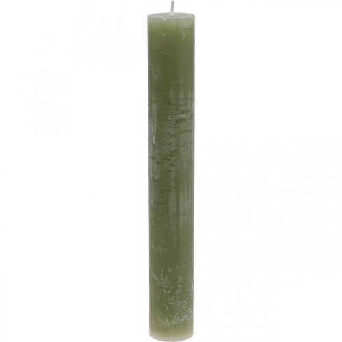 Floristik24 Bougies de couleur unie bougies en bâton vert olive 34×240mm 4 pcs
