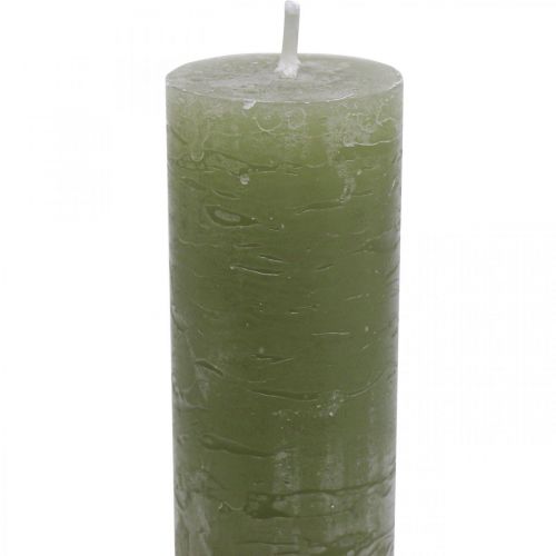 Article Bougies de couleur unie bougies en bâton vert olive 34×240mm 4 pcs