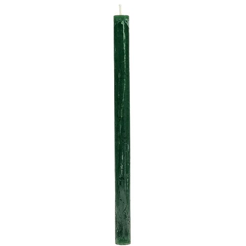 Floristik24 Bougie conique vert foncé couleur unie 34 x 240mm 4 pcs
