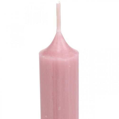 Bougies rustiques, couleur unie rose 350/28mm 4pcs