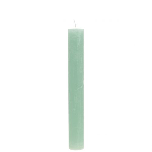 Bougies coniques de couleur unie vert clair 34 mm x 240 mm 4 pièces