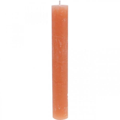 Bougies coniques teintes orange pêche 34×240mm 4pcs