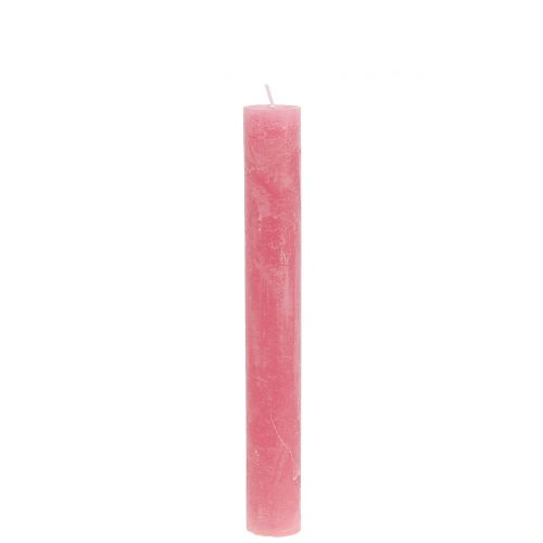 Bougies en bâton teintes en rose 34mm x 240mm 4 pcs