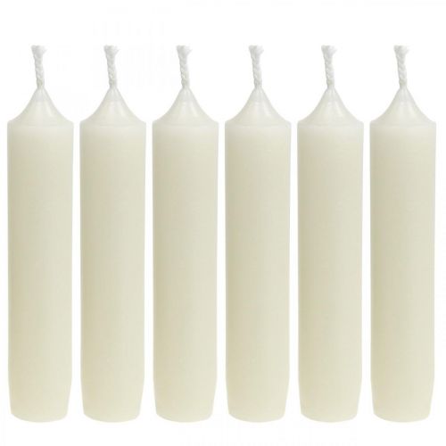 Floristik24 Bougies tiges courtes Bougies crème pour arrangements Ø22/110mm 6pcs