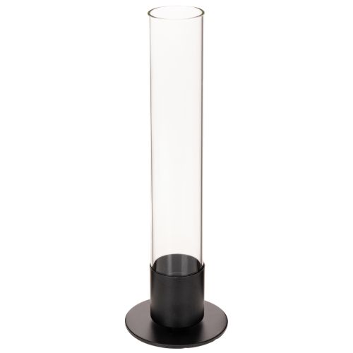 Chandelier en métal noir et cylindre en verre transparent 31 cm acheter | Floristik24.fr