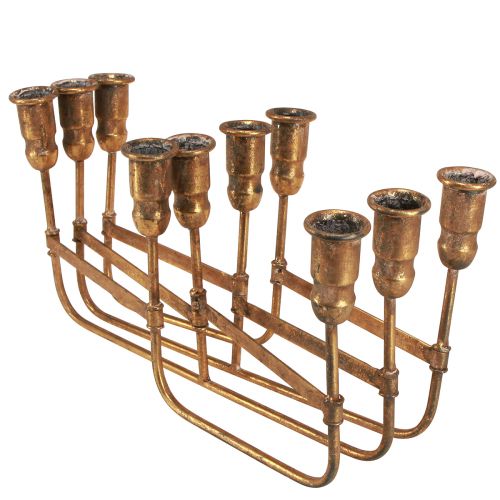 Article Bougeoir bâton antique pour 10 bougies doré 46×46cm H16,5cm