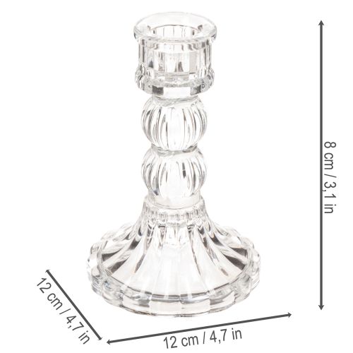 Bougeoir en verre transparent 12 cm – Lot de 2 | Floristik24.fr