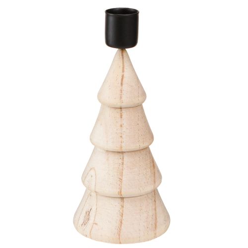 Bougeoir bâton en bois décoration sapin de Noël naturel H16cm 2 pcs