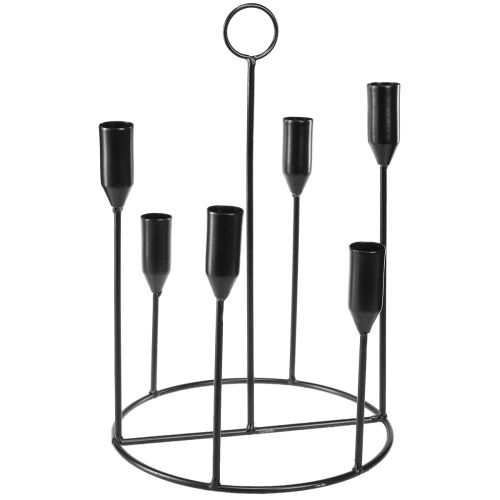 Article Bougeoir en métal pour 6 bougies, noir, Ø20 cm, H31 cm