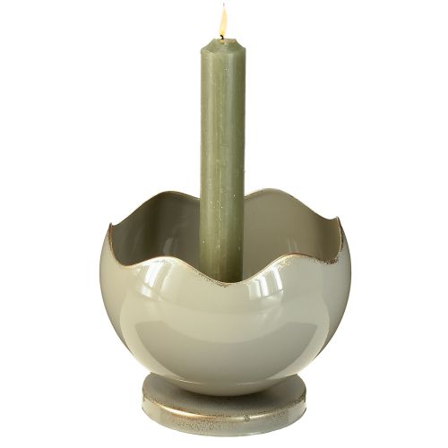 Article Bougeoir conique en métal gris doré H9,5 cm