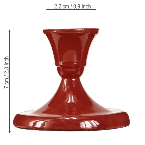 Article Bougeoir en métal rouge Ø8,5cm H7cm