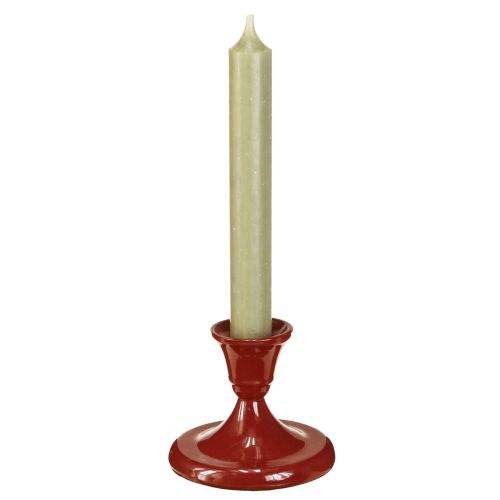 Article Bougeoir en métal rouge Ø8,5cm H7cm
