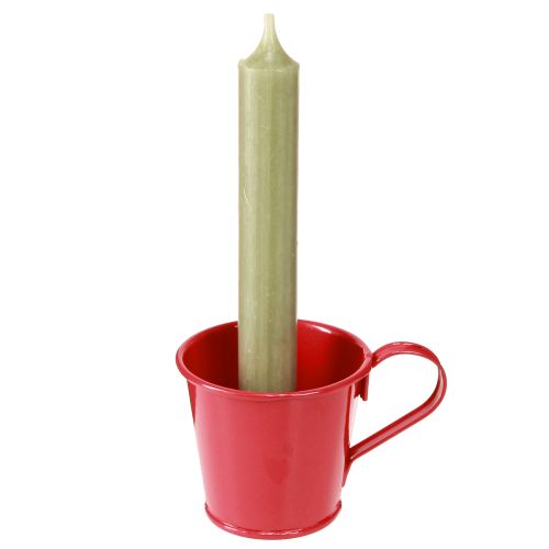 Floristik24 Bougeoir en métal coupe rouge H6cm 6pcs