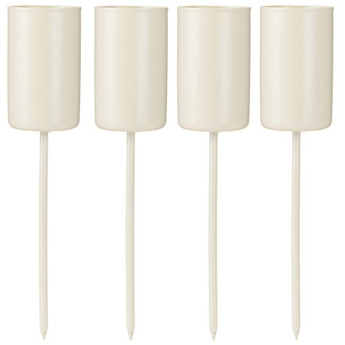Bougeoir en métal sur piquet, beige, H11cm, 4 pièces | Floristik24.fr
