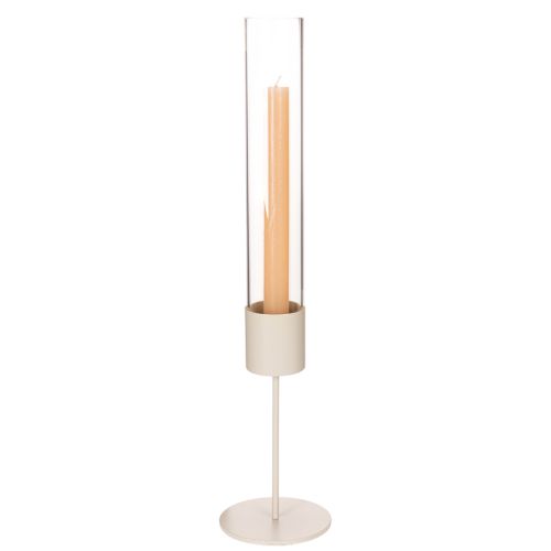 Chandelier moderne en métal et verre avec cylindre 45 cm taupe | Floristik24.fr