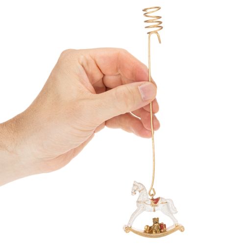 Porte-bougies de sapin de Noël cheval à bascule en métal et plastique 20 cm or 3 pièces | Floristik24.fr