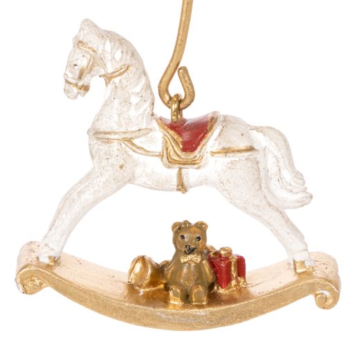 Porte-bougies de sapin de Noël cheval à bascule en métal et plastique 20 cm or 3 pièces | Floristik24.fr