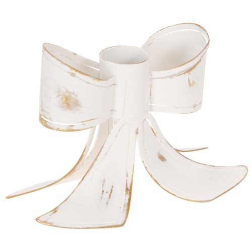 Chandelier Bougeoir Métal Blanc Nœud Vintage 12 cm acheter | Floristik24.fr