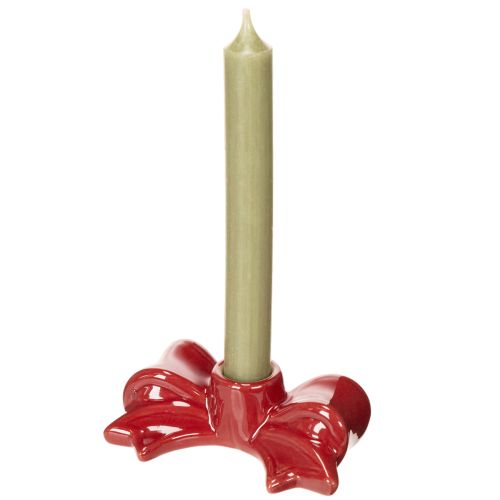 Porte-bougies en céramique rouge en forme de nœud pour bougies longues, 11 cm, lot de 2 | Floristik24.fr
