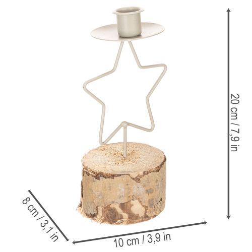 Chandelier Étoile avec Socle en Bois pour Bougie Hauteur 20 cm | Floristik24.fr