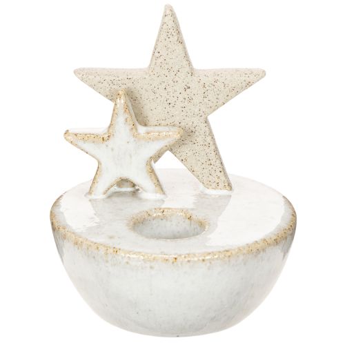 Set de 2 Chandeliers Étoiles en Céramique Blanche et Grise, 11 cm | Floristik24.fr