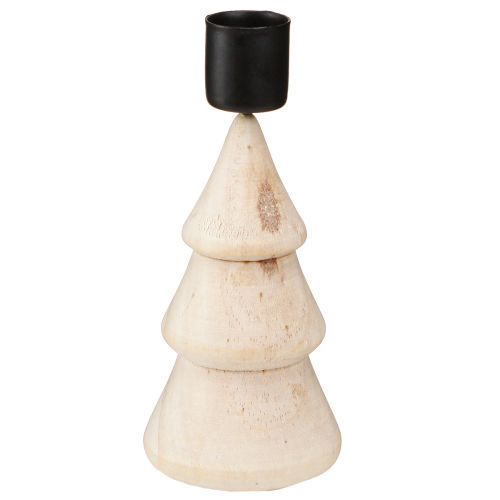 Article Bougeoir décoration sapin de Noël bois naturel H13cm 4 pcs