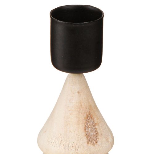 Article Bougeoir décoration sapin de Noël bois naturel H13cm 4 pcs