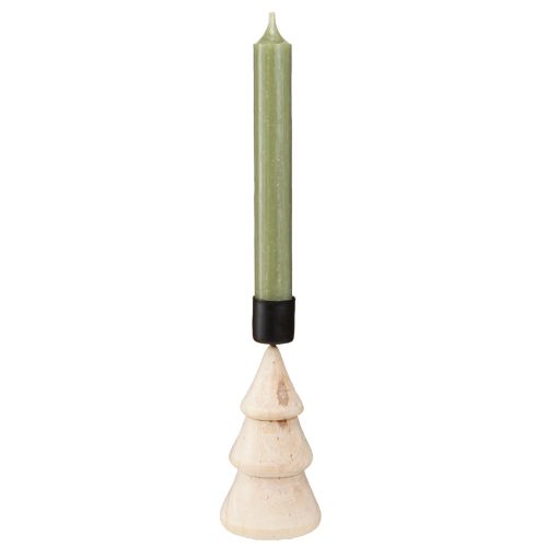 Article Bougeoir décoration sapin de Noël bois naturel H13cm 4 pcs