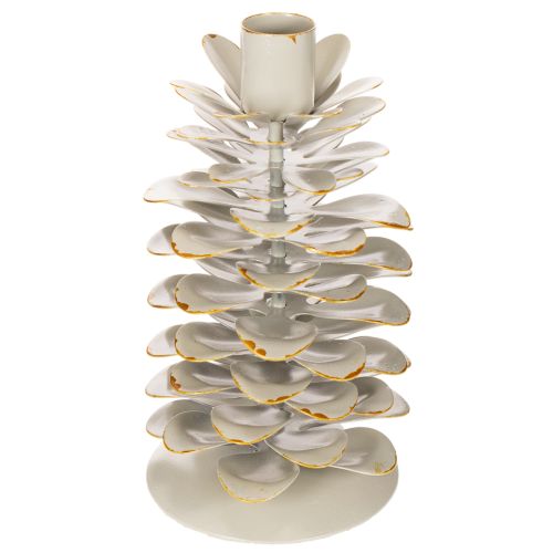 Chandelier en céramique motif pomme de pin blanc et doré 17 cm