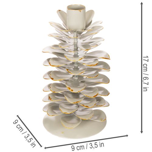Chandelier en céramique motif pomme de pin blanc et doré 17 cm | Floristik24.fr