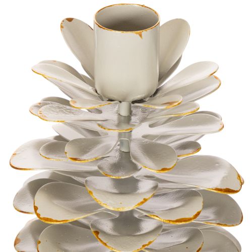 Chandelier en céramique motif pomme de pin blanc et doré 17 cm | Floristik24.fr