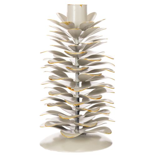 Chandelier en céramique motif pomme de pin blanc et doré 17 cm | Floristik24.fr