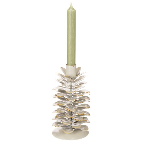 Chandelier en céramique motif pomme de pin blanc et doré 17 cm | Floristik24.fr