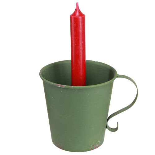 Article Bougeoir conique coupe vintage décoratif métal vert Ø11cm H11cm